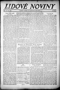 Lidov noviny z 13.11.1921, edice 1, strana 1