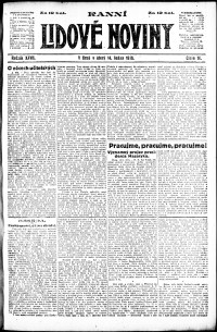 Lidov noviny z 14.1.1919, edice 1, strana 1