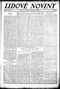 Lidov noviny z 14.1.1922, edice 1, strana 1