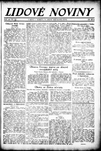 Lidov noviny z 14.1.1922, edice 2, strana 1