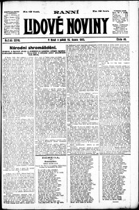 Lidov noviny z 14.2.1919, edice 1, strana 1
