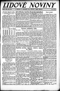 Lidov noviny z 14.2.1920, edice 1, strana 1