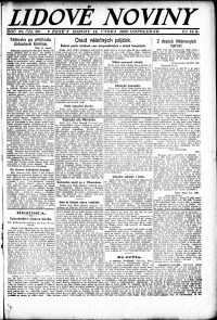 Lidov noviny z 14.2.1920, edice 2, strana 1