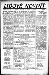 Lidov noviny z 14.2.1921, edice 1, strana 1