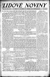 Lidov noviny z 14.2.1921, edice 2, strana 1