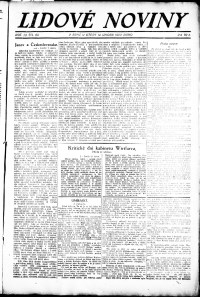 Lidov noviny z 14.2.1922, edice 1, strana 1