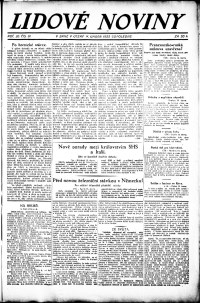 Lidov noviny z 14.2.1922, edice 2, strana 1