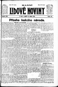 Lidov noviny z 14.4.1918, edice 1, strana 1