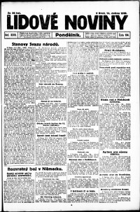 Lidov noviny z 14.4.1919, edice 1, strana 1