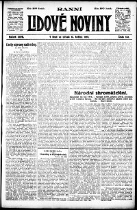 Lidov noviny z 14.5.1919, edice 1, strana 1