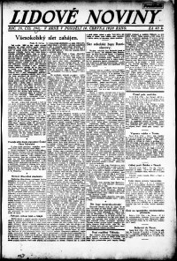 Lidov noviny z 14.6.1920, edice 1, strana 1