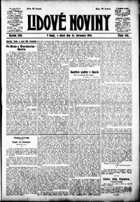 Lidov noviny z 14.7.1914, edice 1, strana 1
