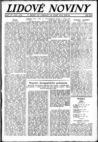 Lidov noviny z 14.9.1921, edice 1, strana 1