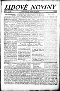 Lidov noviny z 14.9.1923, edice 1, strana 1