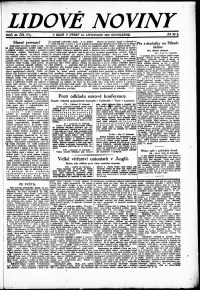 Lidov noviny z 14.11.1922, edice 2, strana 1