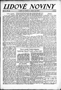 Lidov noviny z 15.2.1923, edice 1, strana 1