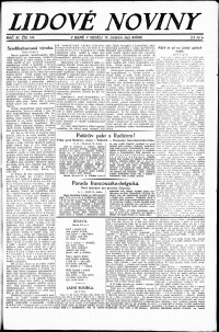 Lidov noviny z 15.4.1923, edice 1, strana 1