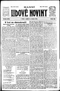 Lidov noviny z 15.6.1919, edice 1, strana 1