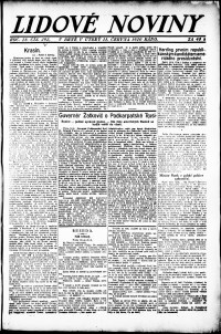 Lidov noviny z 15.6.1920, edice 1, strana 1