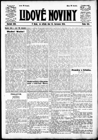 Lidov noviny z 15.7.1914, edice 1, strana 1