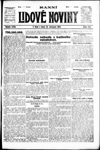 Lidov noviny z 15.7.1919, edice 1, strana 1