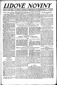 Lidov noviny z 15.7.1921, edice 2, strana 1