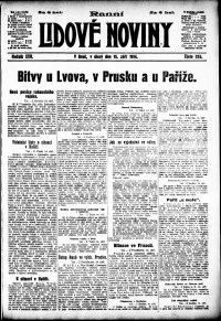 Lidov noviny z 15.9.1914, edice 1, strana 1
