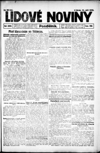 Lidov noviny z 15.9.1919, edice 1, strana 1