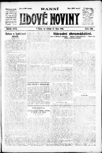 Lidov noviny z 15.10.1919, edice 1, strana 1