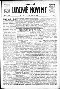 Lidov noviny z 15.11.1919, edice 1, strana 1