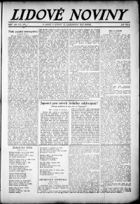 Lidov noviny z 15.11.1921, edice 1, strana 1
