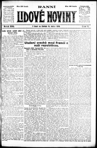 Lidov noviny z 16.1.1919, edice 1, strana 1