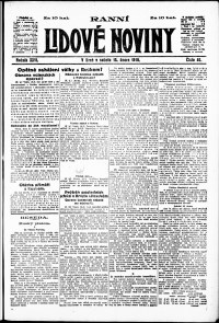 Lidov noviny z 16.2.1918, edice 1, strana 1