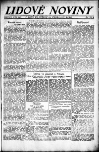 Lidov noviny z 16.2.1921, edice 1, strana 1