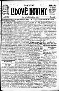 Lidov noviny z 16.5.1918, edice 1, strana 1