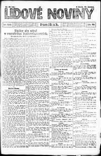 Lidov noviny z 16.6.1919, edice 1, strana 1