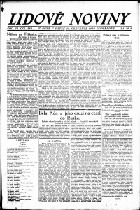 Lidov noviny z 16.7.1920, edice 1, strana 1