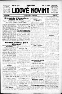 Lidov noviny z 16.9.1919, edice 2, strana 1