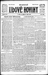 Lidov noviny z 16.10.1918, edice 1, strana 1