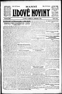 Lidov noviny z 16.11.1918, edice 1, strana 1