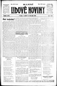 Lidov noviny z 16.11.1919, edice 1, strana 1