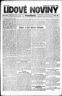 Lidov noviny z 16.12.1918, edice 1, strana 1