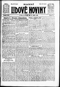Lidov noviny z 17.1.1918, edice 1, strana 1