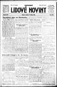 Lidov noviny z 17.5.1919, edice 2, strana 1