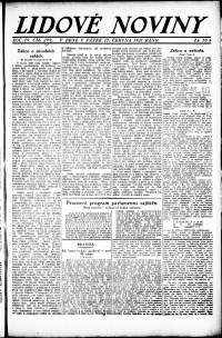 Lidov noviny z 17.6.1921, edice 1, strana 1