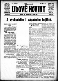Lidov noviny z 17.9.1914, edice 1, strana 1