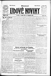 Lidov noviny z 17.11.1917, edice 1, strana 1