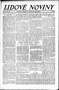 Lidov noviny z 18.1.1923, edice 2, strana 1