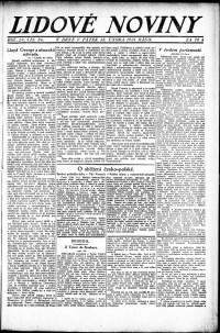 Lidov noviny z 18.2.1921, edice 1, strana 1