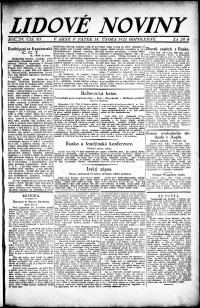 Lidov noviny z 18.2.1921, edice 2, strana 1